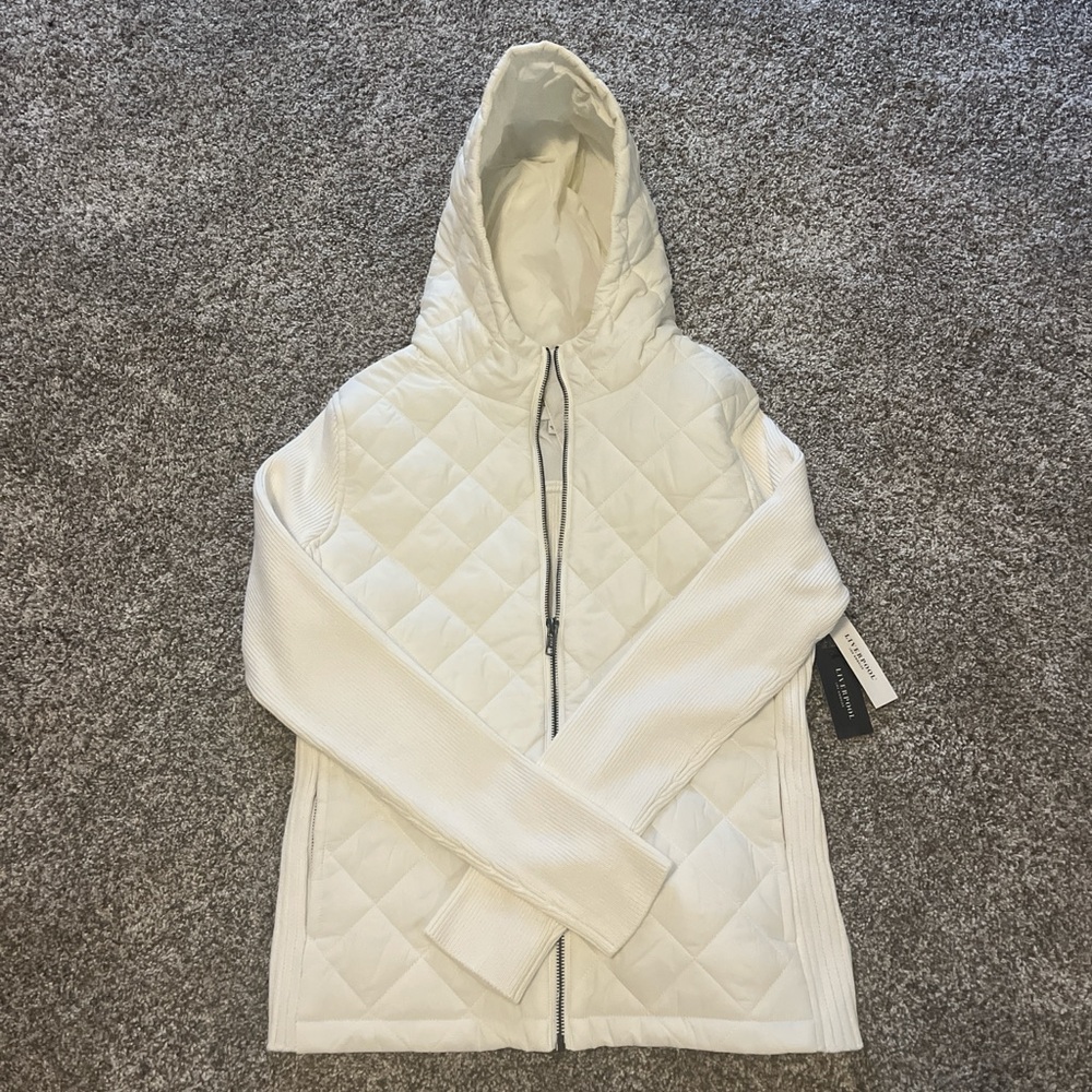 Women's Cream Quilted Hooded Jacket